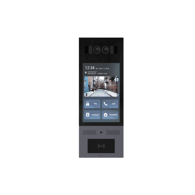 Frente de Calle Antivandálico IK10 / Incluye montaje / Administración 100% en la Nube / Notificación a APP / Llamada Telefónica / ANDROID / SIP / ONVIF /Reconocimiento Facial / QR y PIN para Visitas / IP66 / Bluetooth / NFC