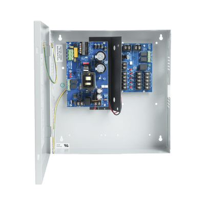 Fuente de Poder con Respaldo, 12 o 24 Vcc, 6 A, 72 W, 5 Salidas, Entrada 115 Vca, Para Control de Acceso y CCTV