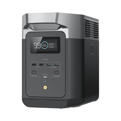 EcoFlow DELTA 2 MAX | Estación de Energía Portátil 2048Wh Litio LFP / 6 AC 2400 W (Max. 3400W) / 2 USB-C 100W / Capacidad para Aumentar Respaldo / Soporta Cargador de Coche 10A a 12.6V / Conectividad WiFi y Bluetooth (App) / Carga Sol