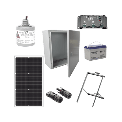 Kit Solar de 12 Vcc para alimentar energizador de cerca electrificada. Instalación de panel en poste.