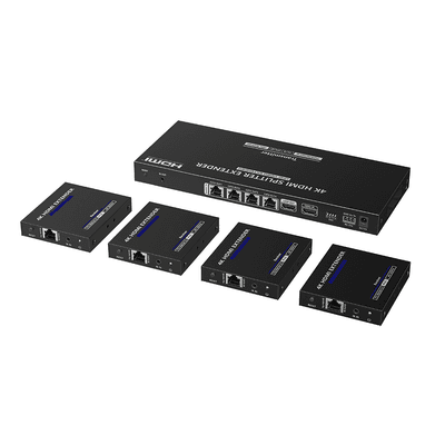 Kit Divisor y Extensor HDMI | 1x4 | Hasta 70 m |Resolución 4K @ 60 Hz |  Cat 6/6a/7 | IPCOLOR | CERO LATENCIA  | EDID | RS232 | Salida Loop / PoC