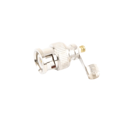 Conector BNC macho en 75 Ohm, para cable coaxial RG-59 / Con base de alivio negra de PVC, Níquel/ Oro/ PTFE. imagen 2