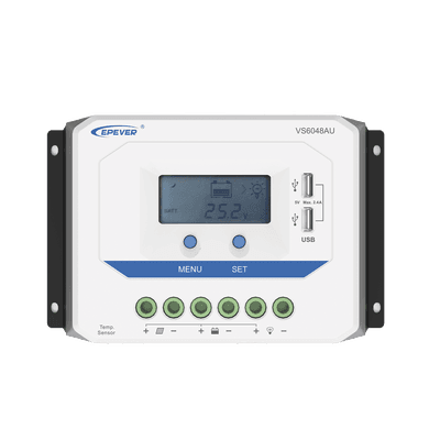 Controlador Solar PWM / 60A / 12/24V/36/48V / Doble USB / Pantalla LCD / Tierra Positivo Común