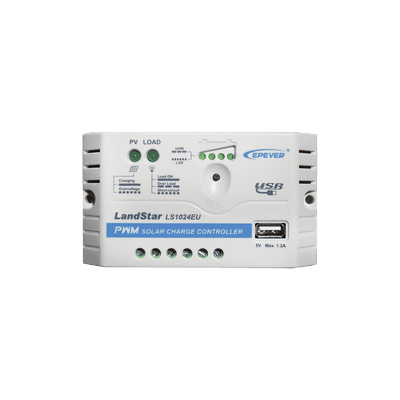 Controlador Solar PWM / 10A / 12/24V / Puerto USB / Indicadores LED / Tierra Positivo Común
