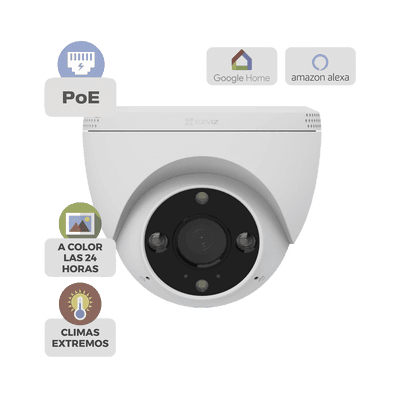 Cámara IP Bullet Smart PoE / Resolución 2K 2304×1296 / Visión Nocturna a Color 30 m (98.4 ft) / Lente 2.8 mm@F1.6 106° / Detección IA Humano/Vehículo / Audio Bidireccional / Defensa Activa con Luz y Sirena / IP