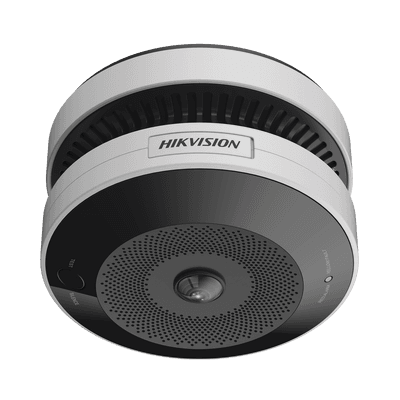 (HikFire) Mini Fisheye IP 4 Megapixel con Detector de Humo Puntual  / Autónomo / Entrada y Salida de Alarma / 15 mts IR / PoE / WDR 120 dB / Alarma de 85 dB / MicroSD 128GB / Compatible con Hik-Connect