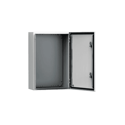 Gabinete de Uso Exterior MAS 600 x 400 x 210 mm (23.62 x 15.75 x 8.27 in) / NEMA 4/12/13 / IP66 / IK10 / Acero Dulce 1.5 mm / Platina de Montaje Incluida / Color Gris Claro