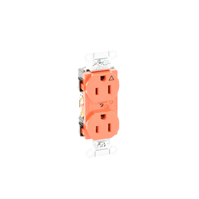 Contacto Dúplex Conexión a Tierra Aislada/ 15A 125V/ 2 polos 3 Hilos/ Nema 5-15R /Grado Comercial/ Color Naranja. imagen 4