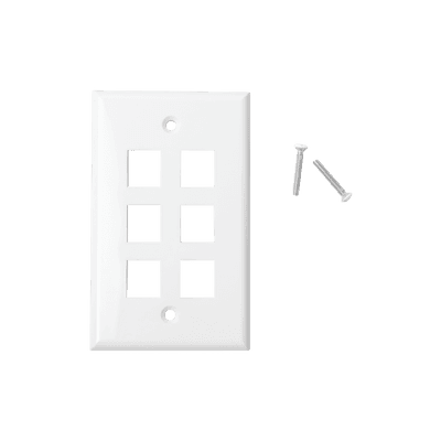 Placa de Pared de 6 Puertos, Keystone, Color Blanco
