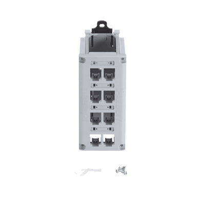 Panel de Parcheo Modular para Cobre, de Instalación en Riel DIN Estándar de 35 mm (1.38 pulgadas), 8 Puertos Mini-Com, Color Gris imagen 4