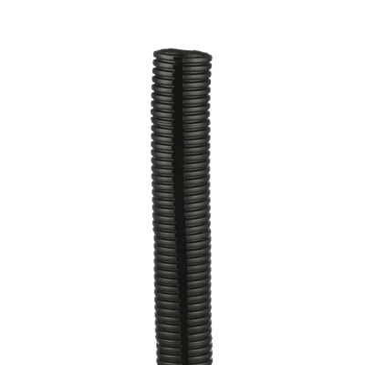Tubo Corrugado Abierto para Protección de Cables, 1in (25.4 mm) de Diámetro, 30.5 m de Largo, Color Negro