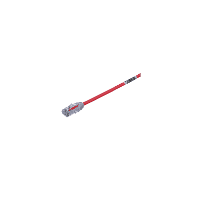 Cable de Parcheo UTP Cat6A, CM/LSZH, Diámetro Reducido (28AWG), Color Rojo, 4.57 Metros (15 Pies)