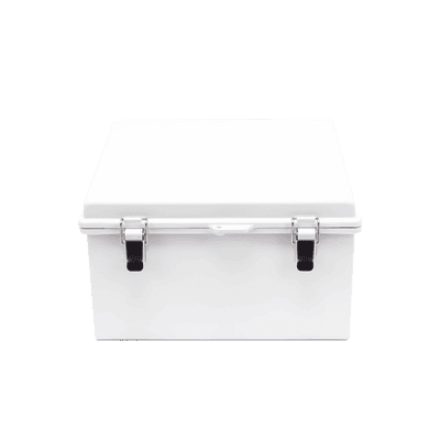Gabinete de Plástico ABS, Uso en Intemperie ip66 (300 x 300 x 180 mm) Cierre por Broche Inoxidable y Permite Cerrado con Candado y Llave (Perno 5mm) No Incluido