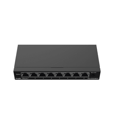 Switch Administrable Gigabit / 8 Puertos 10/100/1000BASE-T / Capa 2 / Switching 16 Gbps / Forwarding 11.9 Mpps / Gestión Cloud Ruijie Gratuita / Modo CCTV con Transmisión 250 m (820 ft) / Prevención de Bucles Automática / Diseño Fanless imagen 3