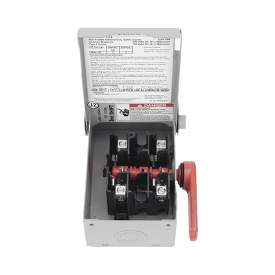 Interruptor de Seguridad GNF221A, 240Vca, 2 polos, 30 Amp, sin portafusibles, Nema 1. imagen 5