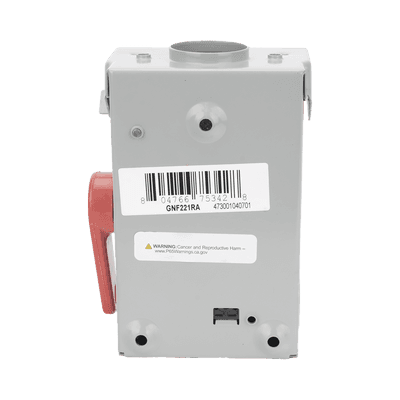 Interruptor de Seguridad GNF221RA, 240Vca, 2 polos, 30 Amp, sin portafusibles, Nema 3R. imagen 4