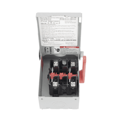 Interruptor de Seguridad GNF221RA, 240Vca, 2 polos, 30 Amp, sin portafusibles, Nema 3R. imagen 5