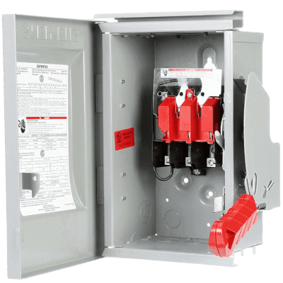 Interruptor de Seguridad HNF361, 600Vca, 3 polos, 30 Amp, sin portafusibles, Nema 1.
