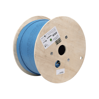 Bobina de Cable Blindado F/UTP de 4 Pares, Z-MAX, Cat6A, Soporte de Aplicaciones 10GBase-T, CMR (Riser), Color Azul, 305 Metros (1000 Pies)