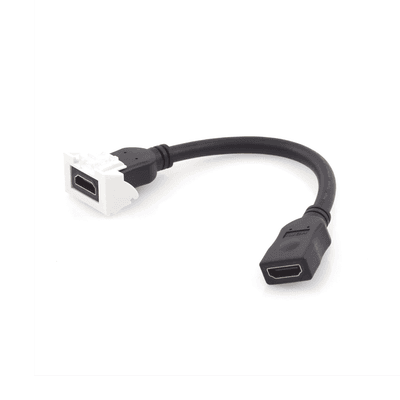 Adaptador HDMI con Pigtail Hembra-Hembra, Para Vídeo 720, 1080p, 4K UHD Compatible con Faceplates MAX Siemon de 2 Salidas, Color Blanco imagen 3