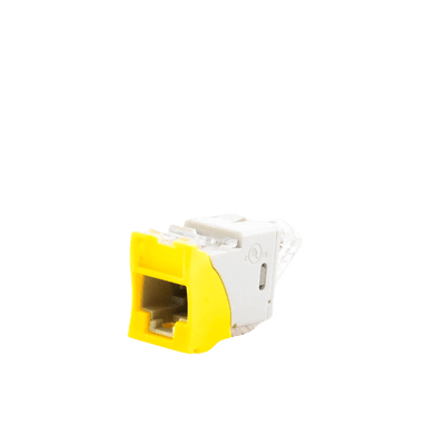 Jack Ultramax Cat5e, UTP, Montaje Híbrido en Placa de Pared (Plano y Angulado), Color Amarillo, Punch Down imagen 3