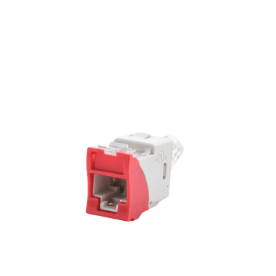 Jack Ultramax Cat6a, Utp, Montaje Híbrido en Placa de Pared (Plano y Angulado), Color Rojo, Punch Down imagen 3