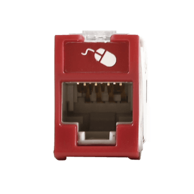 Jack Ultramax Cat6a, Utp, Montaje Híbrido en Placa de Pared (Plano y Angulado), Color Rojo, Punch Down