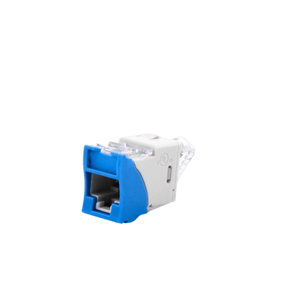 Jack UltraMAX Cat6, UTP, Montaje Híbrido en Placa de Pared (Plano y Angulado), Color Azul, Punch Down imagen 2