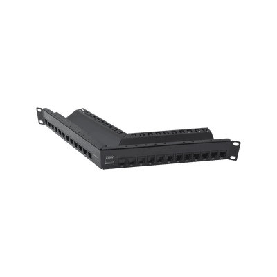Patch Panel Z-MAX de 24 Puertos, Blindado, Precargado con Jacks Categoría 6A, Angulado, 1UR