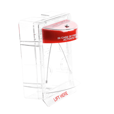Cubierta Protectora Serie Stopper II® De Policarbonato, Con Bocina, Espaciador Transparente, Montaje en Superficie, Etiqueta en Inglés imagen 4