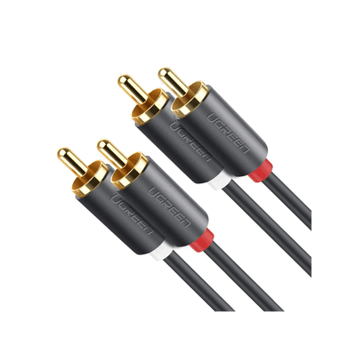 Cable de Audio 2 RCA Macho a 2 RCA Macho / 3 Metros (9.84 Pies) / Color Negro / Alta Calidad / Anillos de Goma para Asegurar un Agarre Firme al Instalar o Quitar el Cable