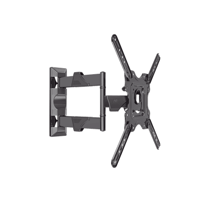 Montaje de Pared Articulado P4-NB / Pantallas de 32" a 55" / VESA 100x100 a 400x400 mm / Carga 27.2 kg (60 lbs) / Inclinación +8° a -5° / Giro 180° / Distancia de Pared 5 a 40 cm / Acero