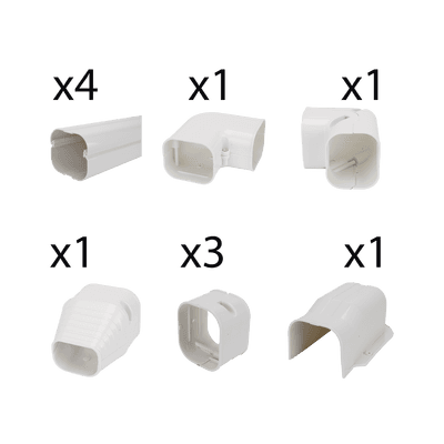Kit de Canaletas Para la Organización de Tuberías y Cables Eléctricos en Instalaciones de Aire Acondicionado, Uso en Interiores y Exteriores, PVC Rígido, Ideal Para Minisplit, Contenido de Kit (11 Piezas), (3000-00000) imagen 3