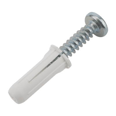 Paquete de 20 taquetes blancos  3/4" y 20 tornillos 8mm x 3/4" (1101-05002) imagen 10