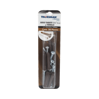 Paquete de 10 taquetes café 1 3/4" y 10 tornillos 10mm x 1 3/4" (1104-05002) imagen 2