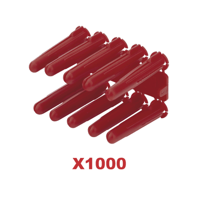 Taquete de 1/4  plástico paquete de 1000 piezas para fijar objetos con tornillo en muros y techos de concreto o superficies sólidas, compatible con tornillo TH10X de 10 x 1 1/2"  (1103-14000)