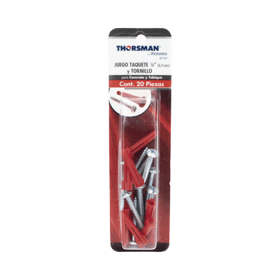 Paquete Con 10 Taquetes Rojos de 1/4" y 10 tornillos 10 x 1 1/2" (4.82 x 38 mm) (1103-05002) imagen 2
