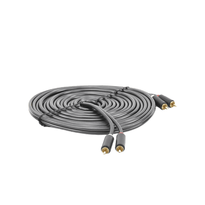 Cable de Audio 2 RCA Macho a 2 RCA Macho / 5 Metros (16.40 Pies) / Color Negro / Alta Calidad / Anillos de Goma para Asegurar un Agarre Firme al Instalar o Quitar el Cable imagen 2