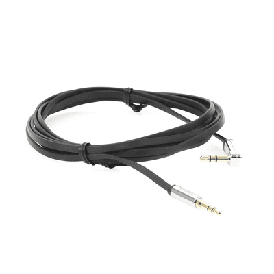 Cable Auxiliar Plano 2 Metros / Conector 3.5mm a 3.5mm / Macho-Macho / Recto a Angulo / Ángulo de 90° en una de sus Puntas / Color Negro imagen 2