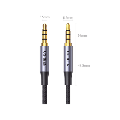 Cable Auxiliar de 3.5mm / Cable Audio Estéreo / Núcleo de Alambre de Cobre Esmaltado / Carcasa de Aluminio Azul + Nylon Trenzado /  Soporta Micrófono / 2 Metros imagen 3
