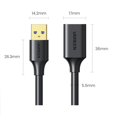 Cable Extensor USB 3.0 / 3 Metros / Macho-Hembra / 5 Gbps / Ultra Durabilidad / Núcleo de cobre estañado 28/22 AWG / Blindaje interior múltiple / Ideal para teclado, mouse , etc. imagen 6