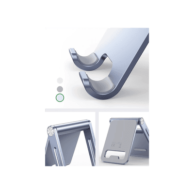 Soporte para Teléfono Celular de Aluminio / Angulo Ajustable / Amplia Compatibilidad con dispositivos de 4.7'' a 7.9'' / Antideslizante / Antiarañazos / Plegable / Color Azul imagen 2