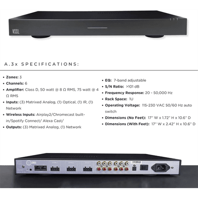 VSSL 3 zonas, 6x50W, con Chromecast, Alexa Cast, Airplay, Spotify Conn en cada zona - funciona con GoogleAsst imagen 8