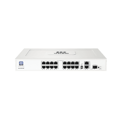 Switch no administrable PoE WI-TEK / Gestión Cloud / 16 Puertos 10/100 Mbps PoE af/at / 2 Puertos Uplink Gigabit / 1 Ranura SFP 1000 Mbps / Presupuesto 180 W / Puerto 1 Hi-PoE 60W