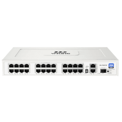 Switch no administrable PoE WI-TEK / Gestión Cloud / 24 Puertos 10/100 Mbps PoE af/at / 2 Puertos Uplink Gigabit / 1 Ranura SFP 1000 Mbps / Presupuesto 270 W / Puerto 1 Hi-PoE 60W