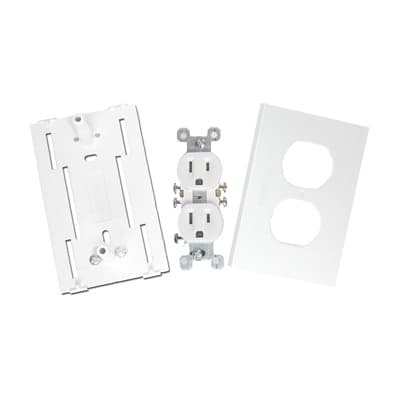 Contacto eléctrico doble, soporte y tapa color blanco de PVC auto extinguible,  para canaleta TEK100 (5591-10200)