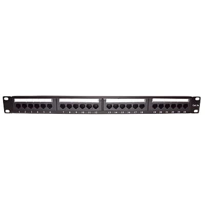Panel de Parcheo de Impacto (110) UTP de 24 Puertos Cat5e, 19 Pulgadas con Barra para Organizar Cable